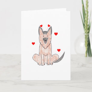 Cartão De Festividades German Shepherd Valentine Ears