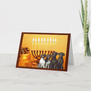 Cartão De Festividades German Shorthaired Pointer Chanukah Card Menorah2