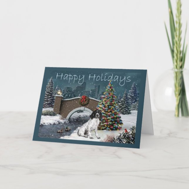 Cartão De Festividades German Shorthaired Pointer Christmas Card Eve2 (Frente)