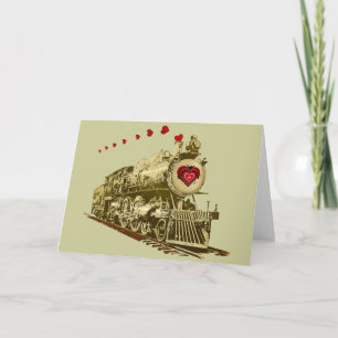 Cartão De Festividades Get aboard the love train Valentines Card