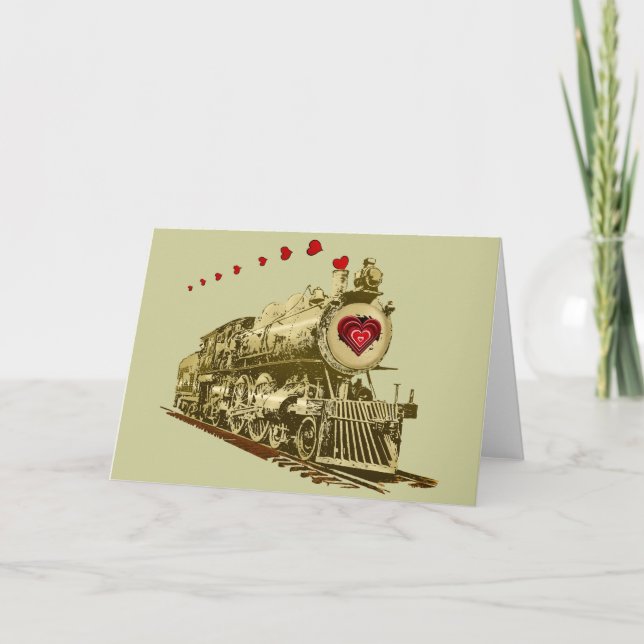 Cartão De Festividades Get aboard the love train Valentines Card (Frente)