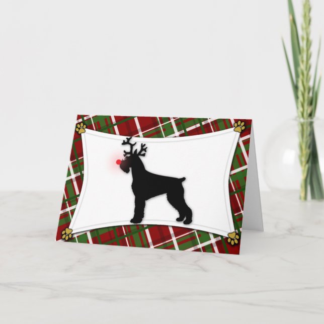 Cartão De Festividades Giant Schnauzer Reindeer Christmas Card (Frente)