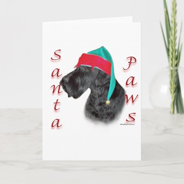 Cartão De Festividades Giant Schnauzer Santa Paws (Frente)