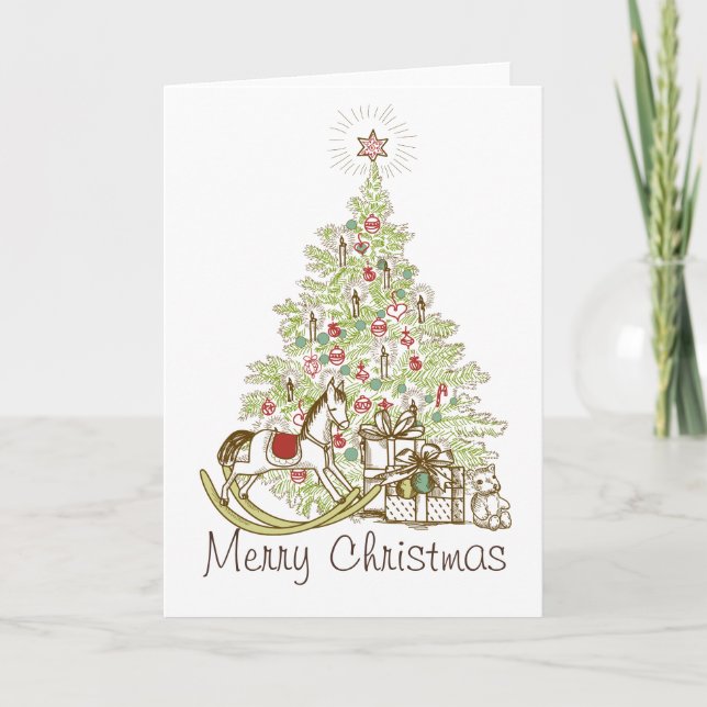 Cartão De Festividades Gifts and Christmas Tree Merry Christmas Cards (Frente)