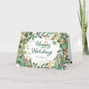 Cartão De Festividades Gilded Greenery Feriados felizes