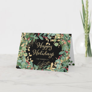 Cartão De Festividades Gilded Greenery Preto Boas Festas