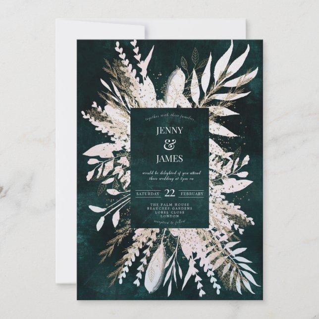 Cartão De Festividades Gilded Meadow wow buquê, esmeralda verde (Frente)