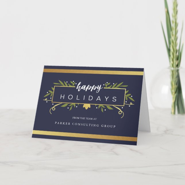 Cartão De Festividades Gilded Modern Holiday Corporate Holiday Card (Frente)