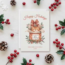 Cartão De Festividades Ginger Cat Bonito Não Abre Até O Natal