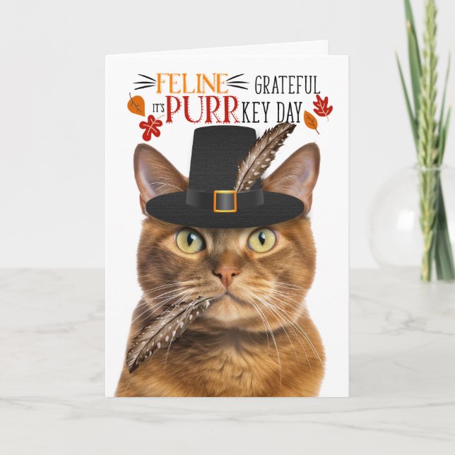 Cartão De Festividades Ginger Ginger Grateful para PURRkey Day (Frente)