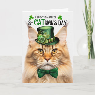 Cartão De Festividades Ginger Maine Coon St CATrick's Day Sorte