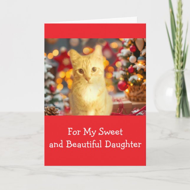 Cartão De Festividades Ginger, Orange, "For Daughter" Christmas  (Frente)