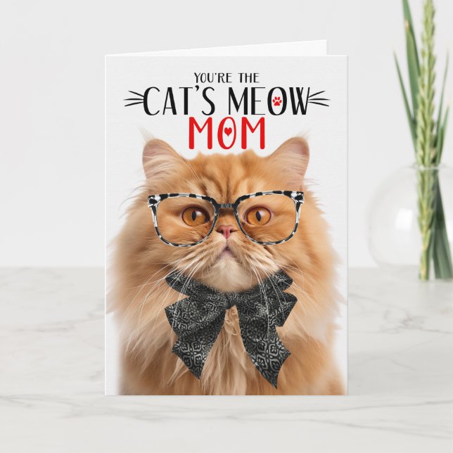 Cartão De Festividades Ginger Persa Cat para a mãe no Dia de as mães (Frente)