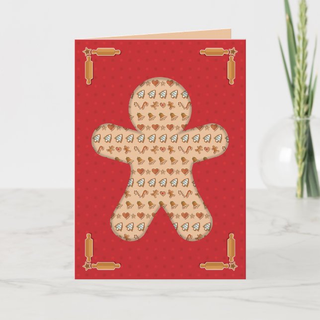 Cartão De Festividades Gingerbird Cutout (Frente)