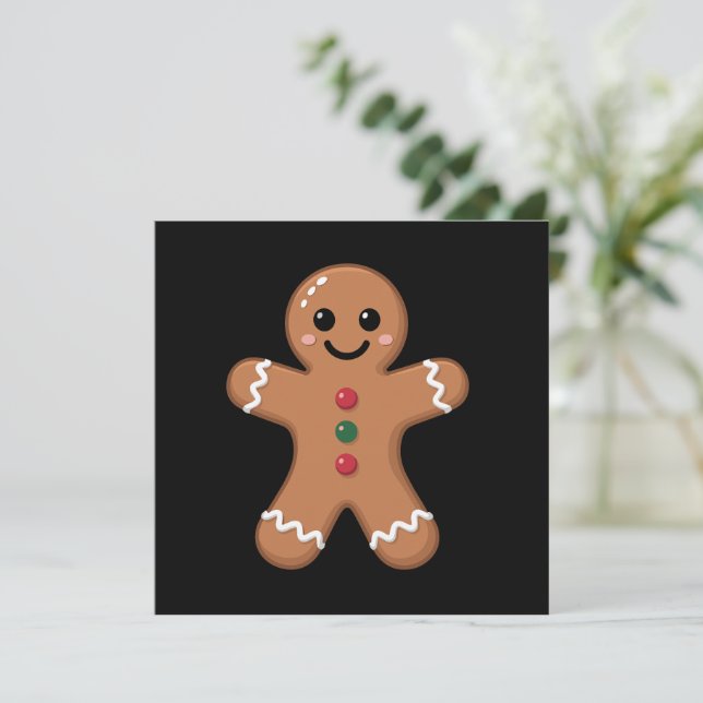 Cartão De Festividades Gingerbird Man Christmas Cookie Baking Holiday (Em pé/Frente)