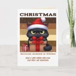 Cartão De Festividades Gingerbread Glow Funny Cat Retro Christmas Photo