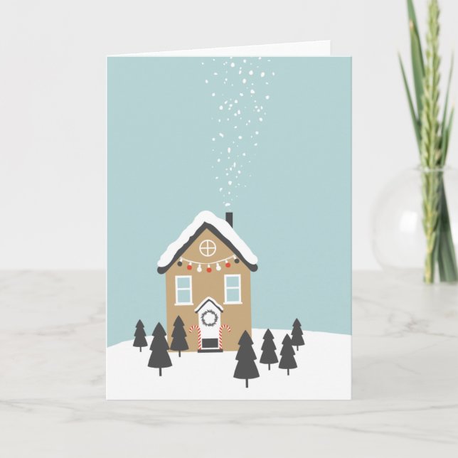 Cartão De Festividades "Gingerbread House" Christmas Greeting Card (Frente)