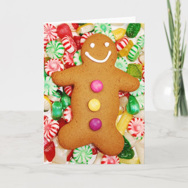 Cartão De Festividades Gingerbread man christmas card (Frente)