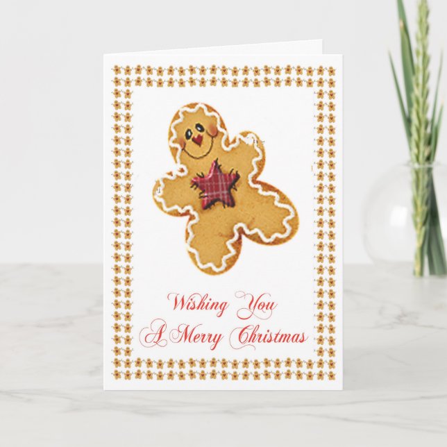 Cartão De Festividades Gingerbread Man Christmas Greeting Card (Frente)