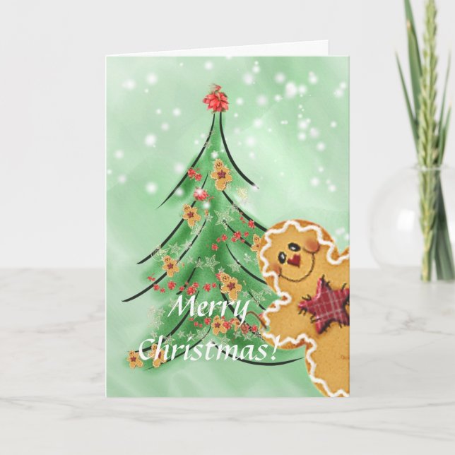 Cartão De Festividades Gingerbread Man Christmas Greeting Card (Frente)