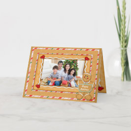 Cartão De Festividades Gingerbread Man Folded Photo Christmas