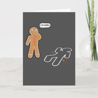 Cartão De Festividades Gingerbread man Ironic Crime scene 'CRUMBS'