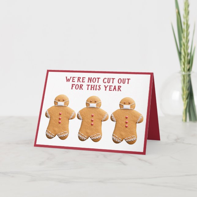 Cartão De Festividades Gingerbread Man with a Mask | Folded Holiday Card (Frente)