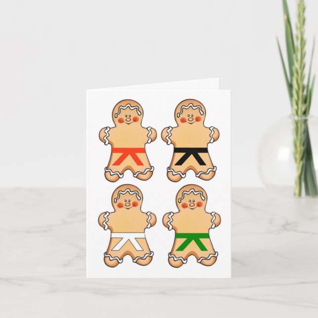 Cartão De Festividades Gingerbread Martial Artists Holiday Greeting Cards (Frente)