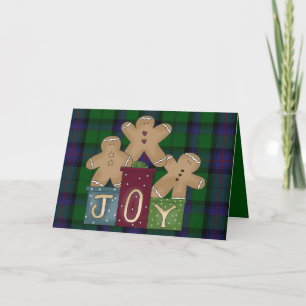 Cartão De Festividades Gingerbread Men Plaid Christmas Greeting Card