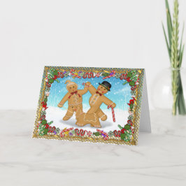 Cartão De Festividades Gingerbread Trio with Verse