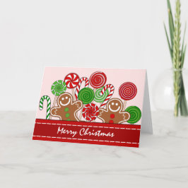 Cartão De Festividades Gingerbreads de Natal vermelhos e bonitos