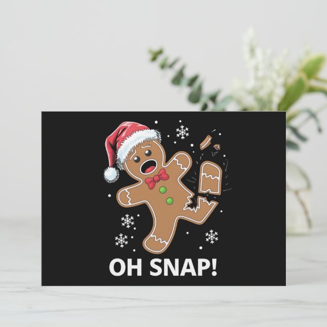 Cartão De Festividades Gingercake Man Oh Snap Christmas Cookie (Em pé/Frente)