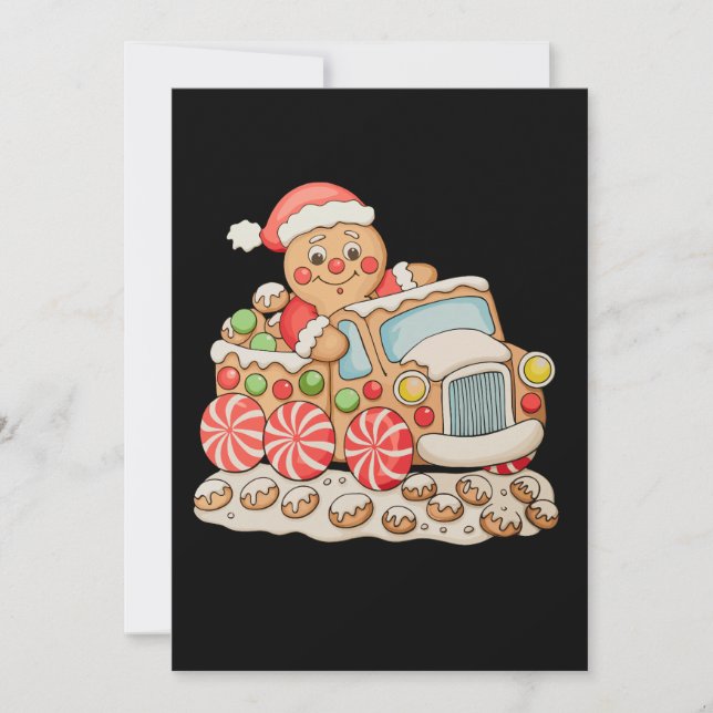 Cartão De Festividades Gingercake Truck Engraçado Família de Natal (Frente)