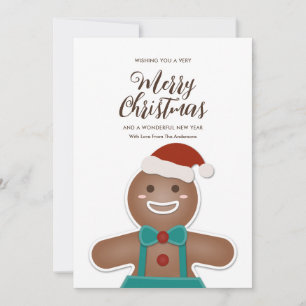 Cartão De Festividades Gingerpão bonito com Papai Noel Feliz Natal