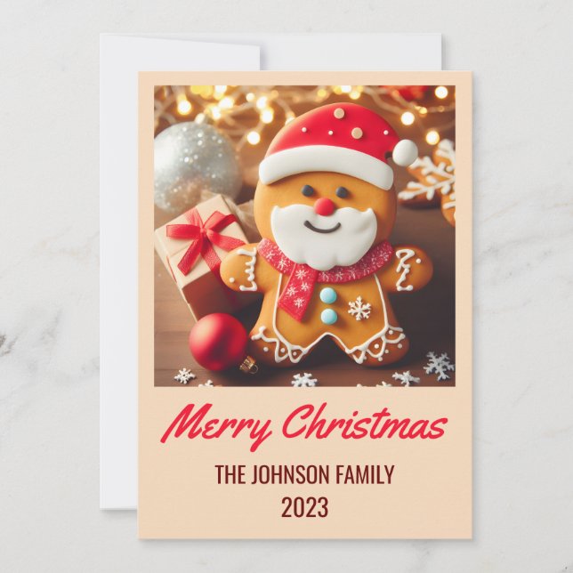 Cartão De Festividades Gingerpão Papai Noel - Feliz Natal (Frente)