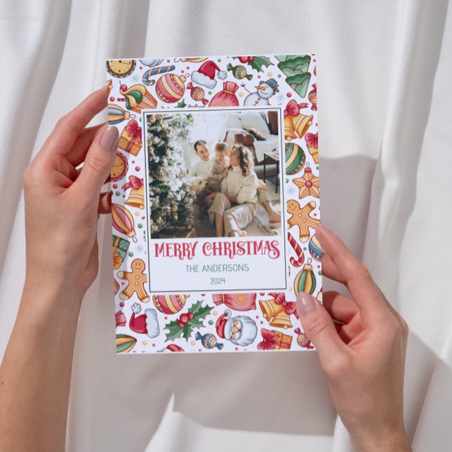 Cartão De Festividades Gingerpão Personalizado Foto de Natal Feliz (Criador carregado)