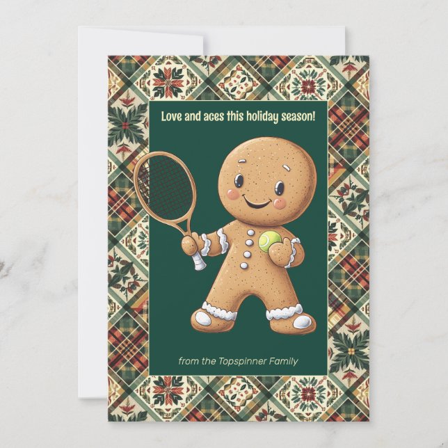 Cartão De Festividades Gingerpão Tênis Grand Slam 🎾 🎄 texto personaliza (Frente)