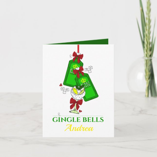 Cartão De Festividades Gingle Bells Gin Ao Longo Dos Cocktails De Natal (Frente)