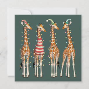 Cartão De Festividades Girafa de Natal Fofa Amante de Animais Engraçado F