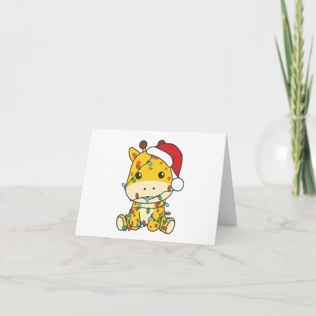 Cartão De Festividades Girafas de Natal Girafas Feriam Animais de inverno (Frente)