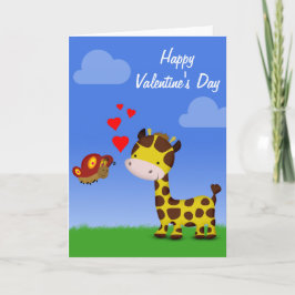 Cartão De Festividades Giraffe and Butterfly Valentine's Day