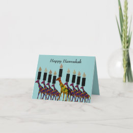 Cartão De Festividades Giraffe Hannukah Menorah Cards