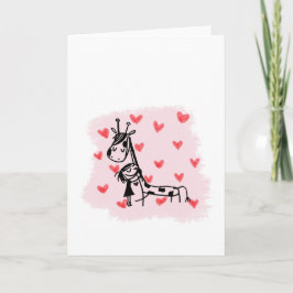 Cartão De Festividades giraffe hug w hearts a' plenty