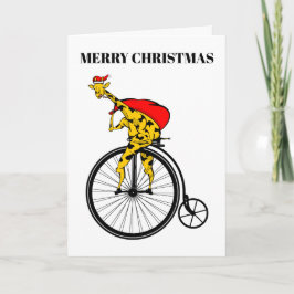 Cartão De Festividades Giraffe Santa Claus Christmas