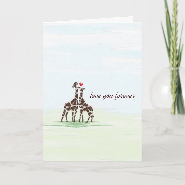 Cartão De Festividades Giraffes in Love Valentine Card (Frente)