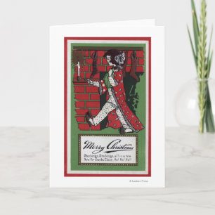 Cartão De Festividades Girl Holding Doll and Candlestick