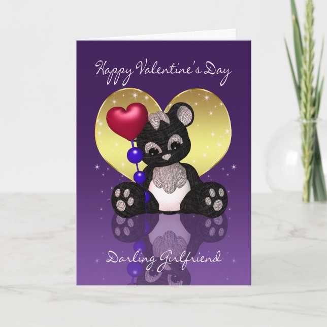 Cartão De Festividades Girlfriend Valentine's Day Card - Cute Panda Bear (Frente)
