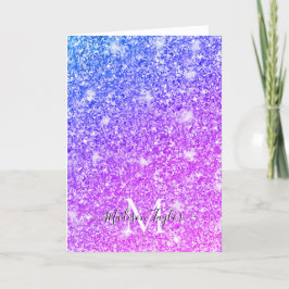 Cartão De Festividades Giry Purple e Pink Glitter Monographic Name