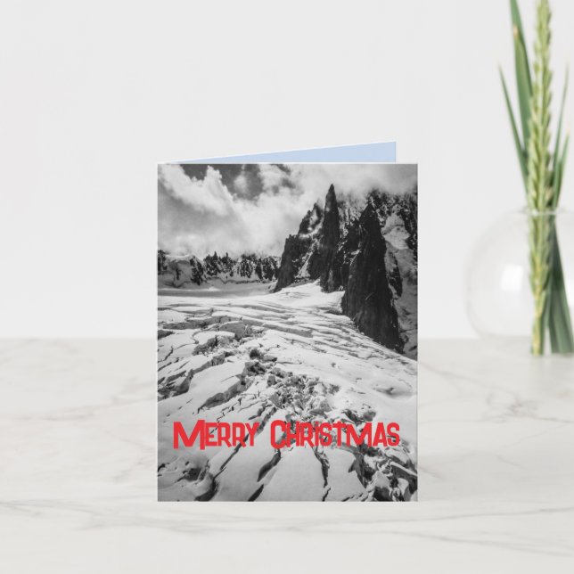 Cartão De Festividades Glacial Crevasse Mont Blanc, France Christmas Card (Frente)