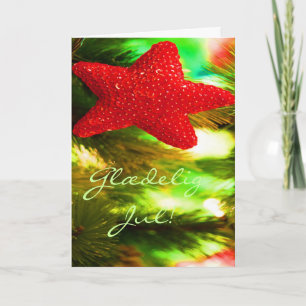 Cartão De Festividades Glæ de Natal Dinamarquês delig Jul, Godt Nytår Red